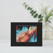 Fractal Art Blues & Peach Briefkaart (Staand voorkant)
