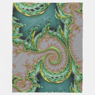 Fractal art deco stijl groen goud grijs fleece deken