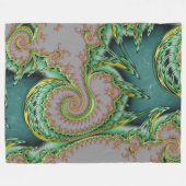 Fractal art deco stijl groen goud grijs fleece deken (Voorkant (Horizontaal))