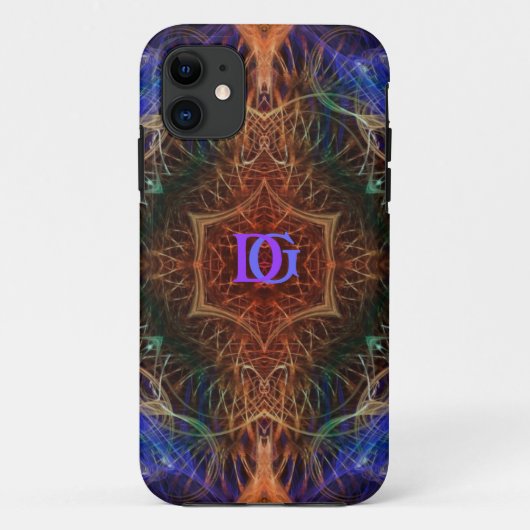 Fractal Art Indigo-Earth Custom Monogram Case-Mate iPhone Case (Achterkant)