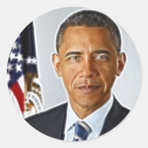 Fractal Art, officieel portret Barack Obama Ronde Sticker