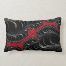 Fractal Art Red/Black Lumbar Sierkussen