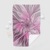 Fractal Art roze bloemendroem, Floral Fantasy Golfhanddoek (Insitu)