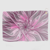 Fractal Art roze bloemendroem, Floral Fantasy Golfhanddoek (Horizontaal)
