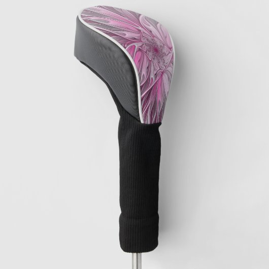 Fractal Art roze bloemendroem, Floral Fantasy Golfheadcover (Schuin)