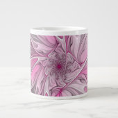Fractal Art roze bloemendroem, Floral Fantasy Grote Koffiekop (Voorkant)