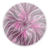 Fractal Art roze bloemendroem, Floral Fantasy Keramische Knop (Voorkant)