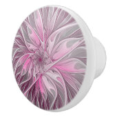 Fractal Art roze bloemendroem, Floral Fantasy Keramische Knop (Rechts)