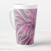 Fractal Art roze bloemendroem, Floral Fantasy Latte Mok (Linkerhoek)