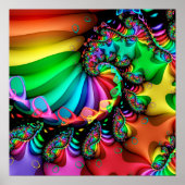 Fractal Art Spiral Melodic Rainbow Poster (Voorkant)