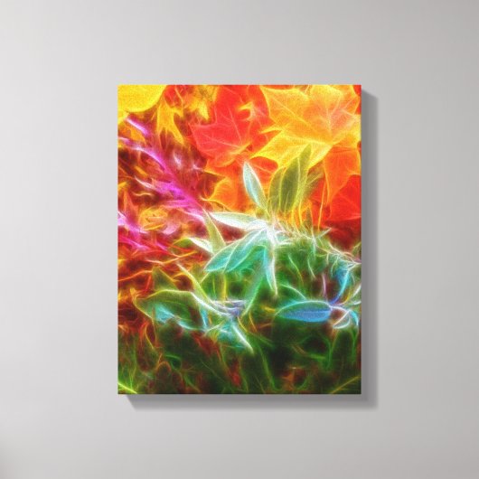 Fractal Autumn Leaves Rainbow Canvas Afdruk (Voorkant)