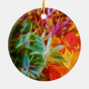 Fractal Autumn Leaves Rainbow Keramisch Ornament