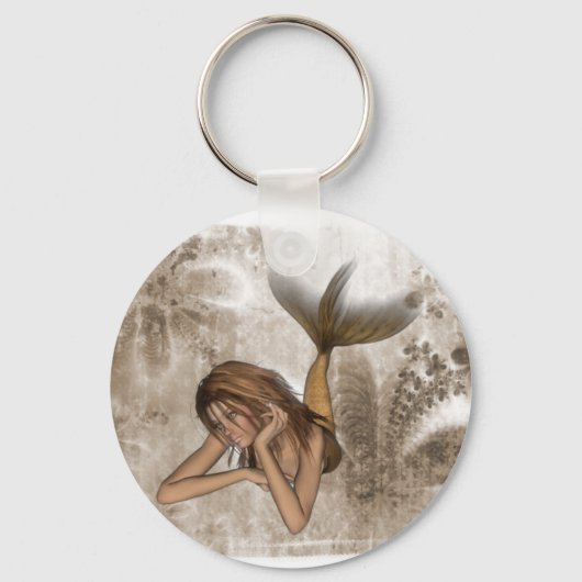 Fractal Background 3D Mermaid Sleutelhanger (Voorkant)
