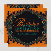 Fractal Batik Lace verjaardagsfeestje uitnodiginge Kaart (Voorkant / Achterkant)