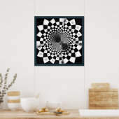 Fractal Black en White Mystery Poster (Keuken)