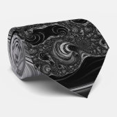 Fractal Black White Metal Nautilus Swirl Stropdas (Opgerold)