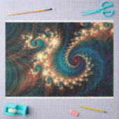 Fractal Blauwgroen Fantasy Spiral Abstract 26 ontl Tissuepapier (Craft)