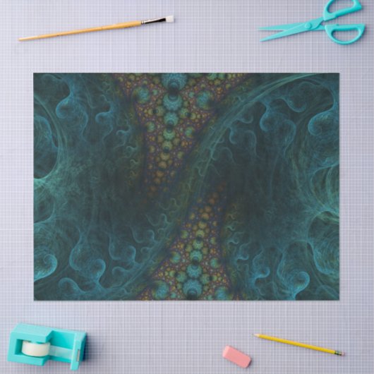 Fractal Blauwgroen Spiral Abstract 24 ontkoppelde  Tissuepapier (Craft)