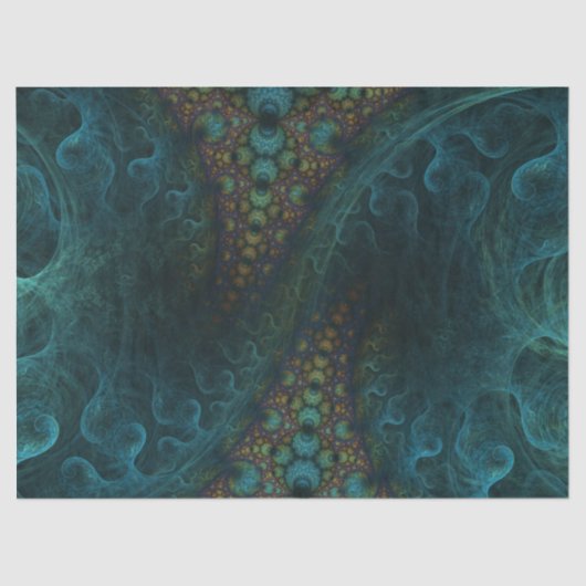 Fractal Blauwgroen Spiral Abstract 24 ontkoppelde Tissuepapier (Voorkant)
