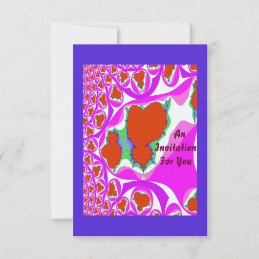 Fractal Bleeding Heart Invitations Kaart (Voorkant)