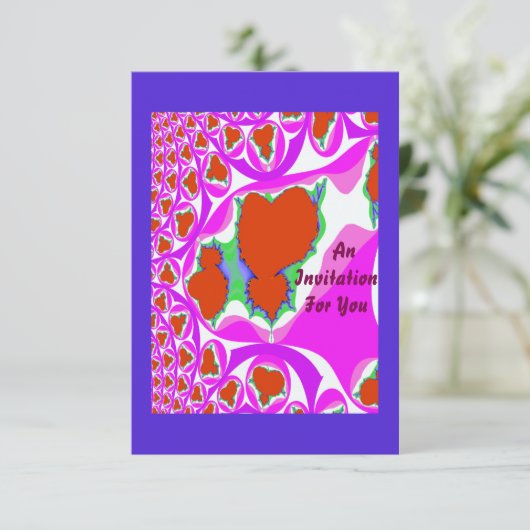 Fractal Bleeding Heart Invitations Kaart (Staand voorkant)