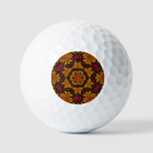 Fractal Bloem in Herfsttinten Onderzetters Golfballen (Voorkant)