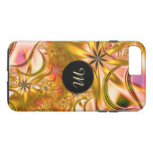 Fractal Blossoming Gold Monogram Case-Mate iPhone Case (Achterkant (Horizontaal))