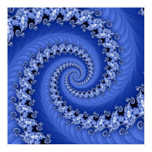 Fractal Blue Double Spiral Poster