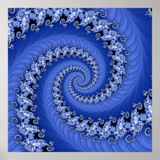 Fractal Blue Double Spiral Poster (Voorkant)