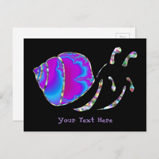 Fractal Blue en Paarse slak Shell Briefkaart (Voorkant / Achterkant)