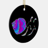 Fractal Blue en Paarse slak Shell Keramisch Ornament (Rechts)