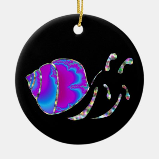 Fractal Blue en Paarse slak Shell Keramisch Ornament (Voorkant)