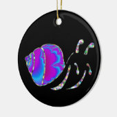 Fractal Blue en Paarse slak Shell Keramisch Ornament (Links)