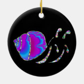 Fractal Blue en Paarse slak Shell Keramisch Ornament (Achterkant)