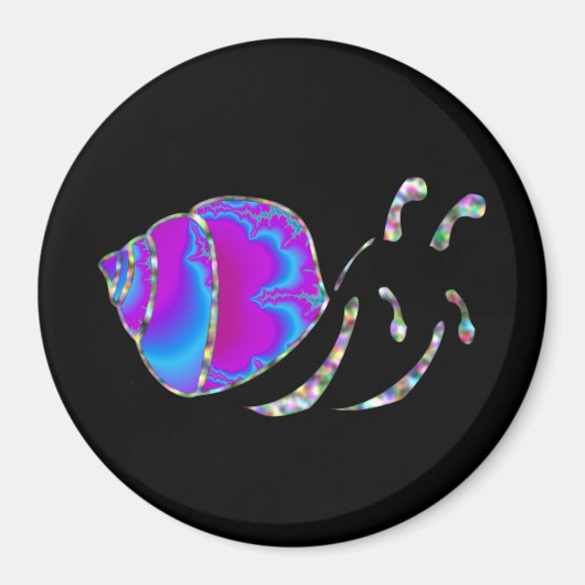 Fractal Blue en Paarse slak Shell Magneet (Voorkant)
