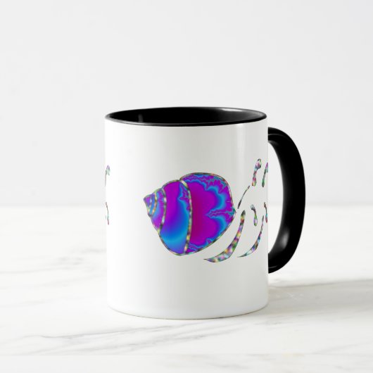 Fractal Blue en Paarse slak Shell Mok (Voorkant rechts)