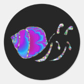 Fractal Blue en Paarse slak Shell Ronde Sticker (Voorkant)