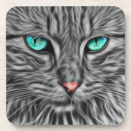 Fractal Blue Eyed Cat Bier Onderzetter (Voorkant)
