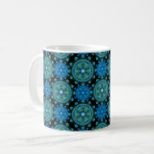 Fractal blue green oriental koffiemok (Voorkant links)