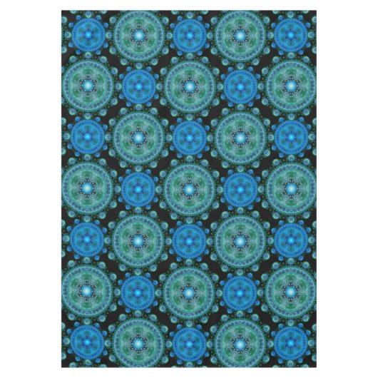Fractal blue green oriental tafelkleed (Voorkant)