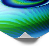 Fractal Blue Green Spiral Abstract Art Poster (Hoek)