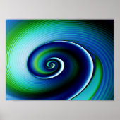 Fractal Blue Green Spiral Abstract Art Poster (Voorkant)