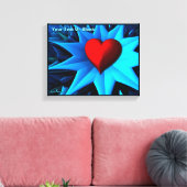 Fractal Blue Heart Flower Canvas Afdruk (Insitu (Woonkamer))