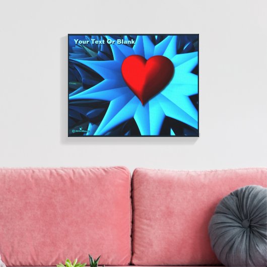 Fractal Blue Heart Flower Canvas Afdruk (Insitu (Woonkamer))