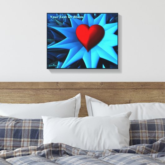 Fractal Blue Heart Flower Canvas Afdruk (Insitu (Slaapkamer))
