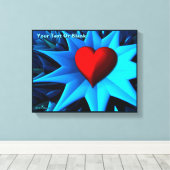 Fractal Blue Heart Flower Canvas Afdruk (Insitu (Houten vloer))