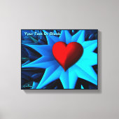 Fractal Blue Heart Flower Canvas Afdruk (Voorkant)