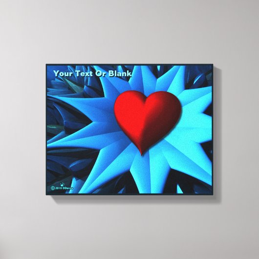 Fractal Blue Heart Flower Canvas Afdruk (Voorkant)