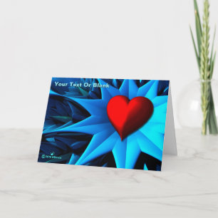 Fractal Blue Heart Flower Kaart