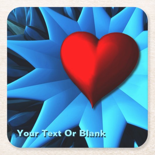 Fractal Blue Heart Flower Kartonnen Onderzetters (Voorkant)
